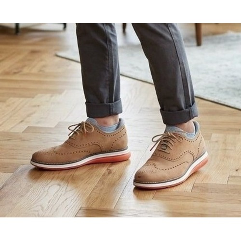 Cole Haan OriginalGrand Ultra Wingtip Oxford Mens 13M Tan Orange Suede Brogue